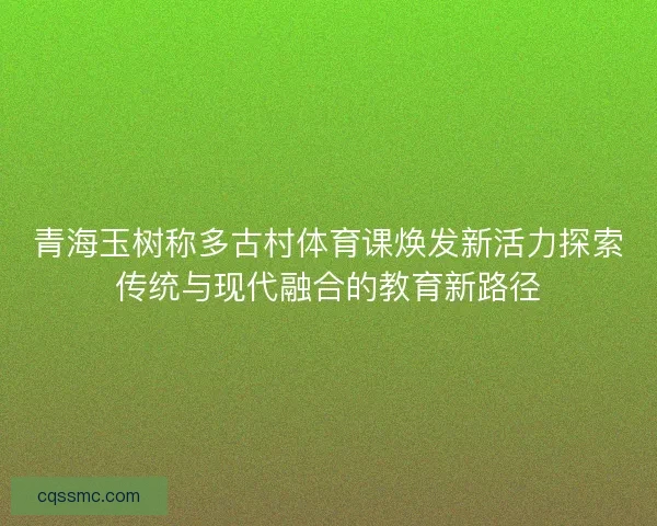 青海玉树称多古村体育课焕发新活力探索传统与现代融合的教育新路径