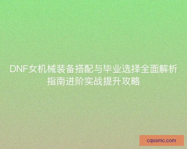 DNF女机械装备搭配与毕业选择全面解析指南进阶实战提升攻略